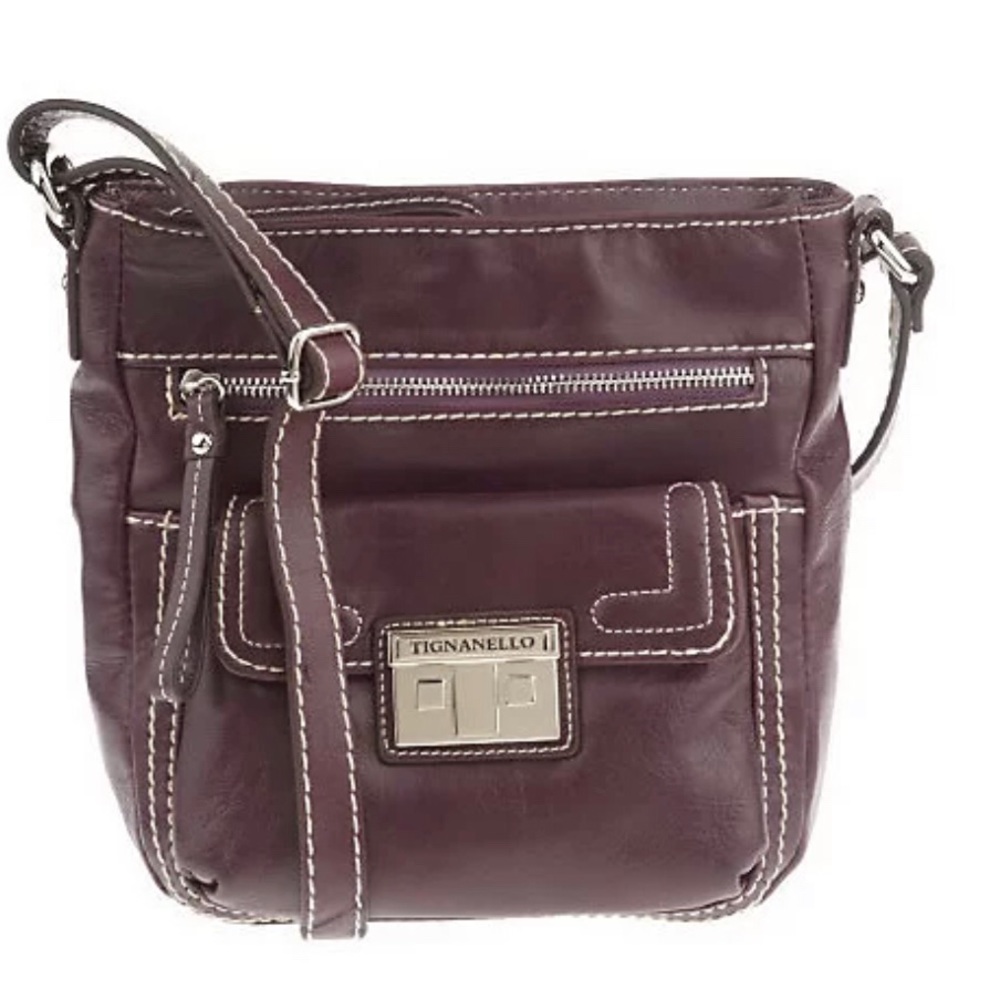 Tignanello Soft Glazed Leather Crossbody Bag w/Organizer
